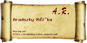 Aradszky Réka névjegykártya